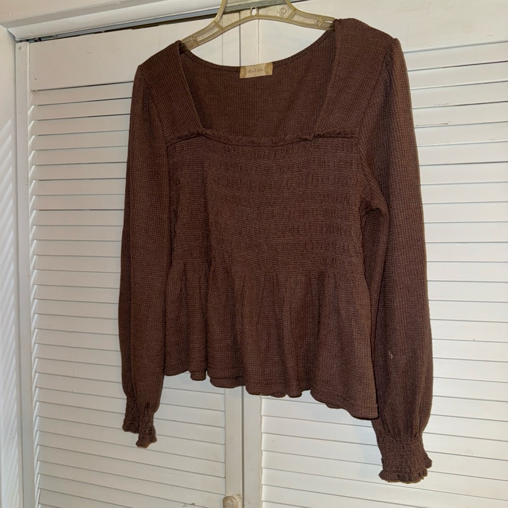Altar'd State Brown Peplum Blouse